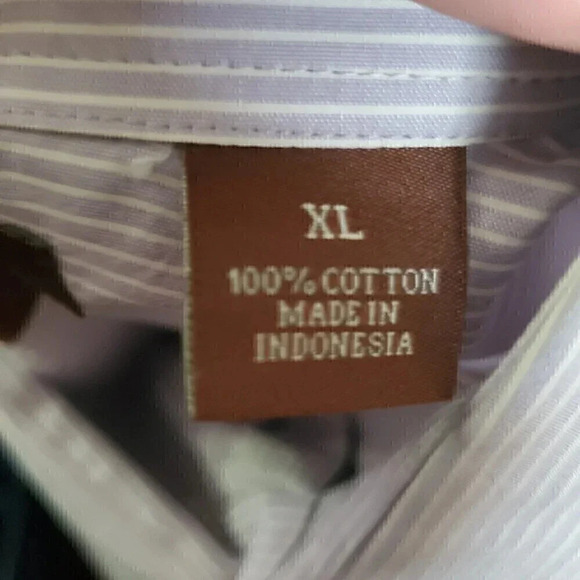 Men's PERRY ELLIS Purple Pinstripe Iced Grape Button-Down SZ XL Extra Large‎ NWT - Picture 5 of 7